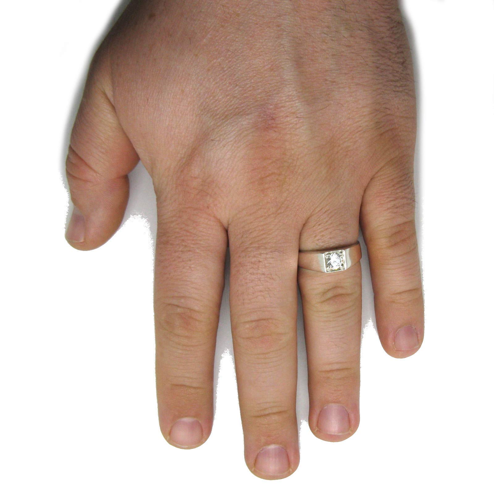 Anello da uomo in argento sterling massiccio 925 con cubic zirconia 5mm R001903