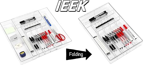 Miniatura 2 de IEEK Organizador de utensilios para cajones de cocina, organizador de cubiertos expandible, bandeja de utensilios ajustable para cubiertos, bandeja