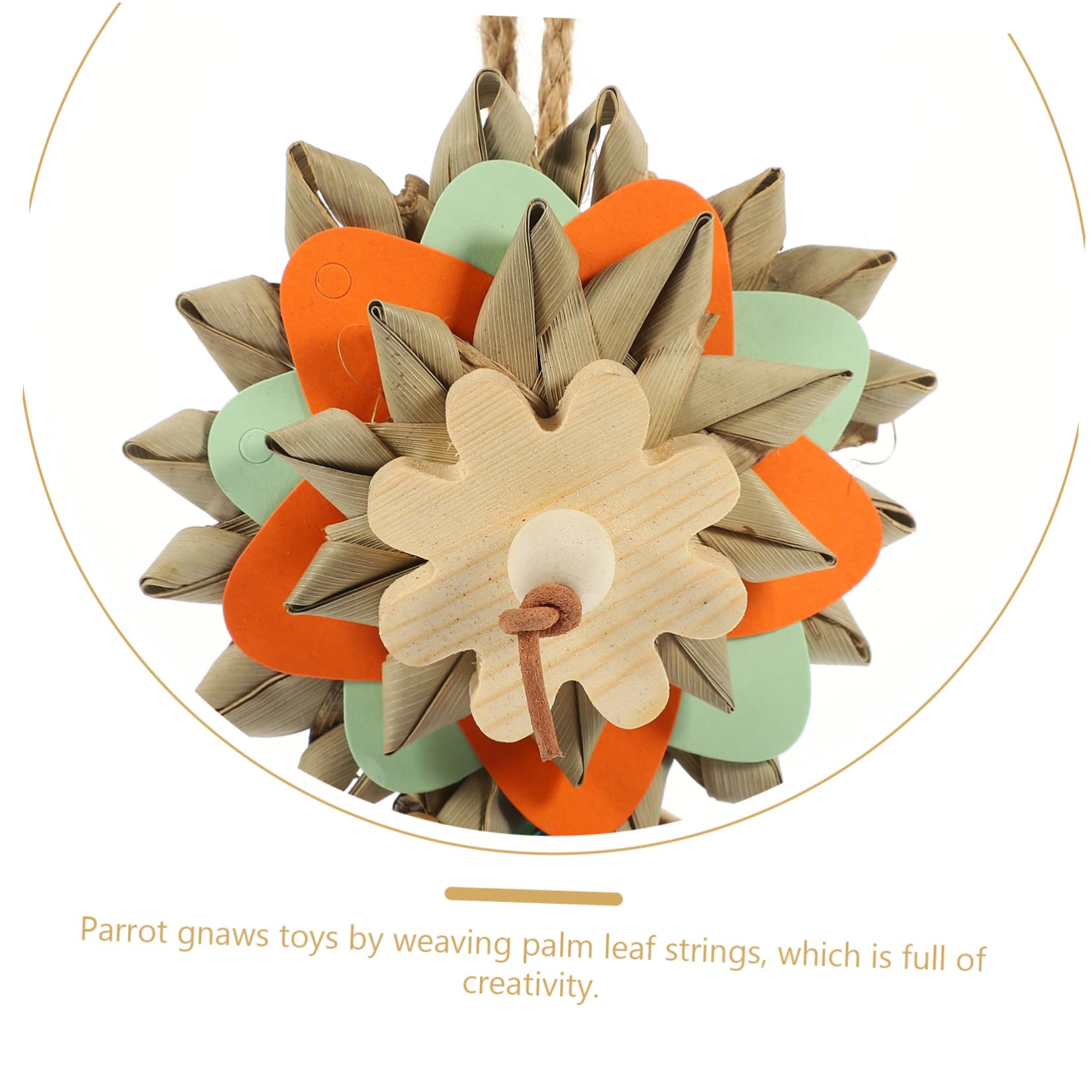 BESPORTBLE 4stücke Funny Bird Toy Für Papageien Handgefertigtes Kauspielzeug Aus Naturmaterialien Zum Spielen Und Entspannen Für Vogelarten Mit Bunten Palmblatt-Elementen Sicher Und