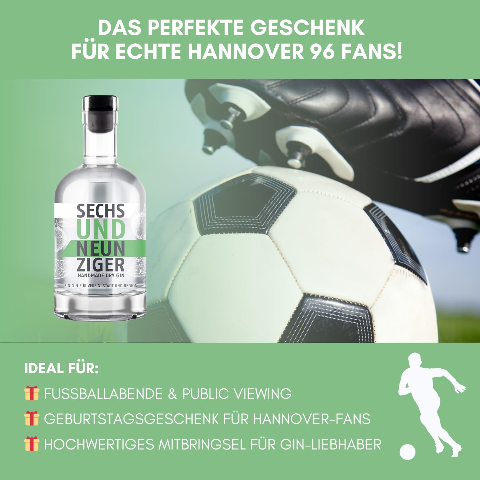 のんのん Hannover96 Gin | Sechsundneunziger Gin | 500ml Einzelflasche | 42