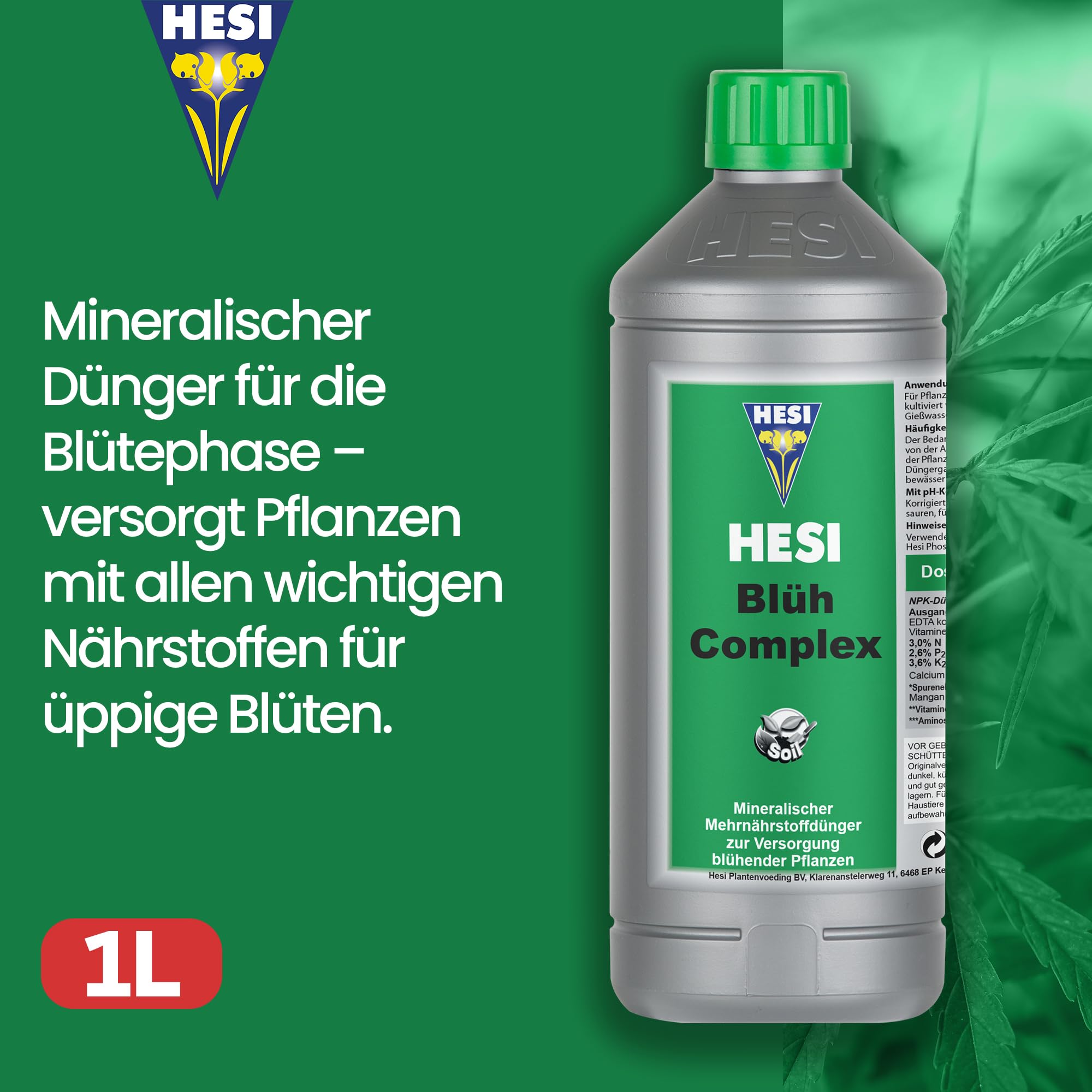 Hesi Blüh Complex 1L + Wurzel Complex 1L + Boost 1L – Komplett-Set mit Dosierpumpe & Messbecher Bullet 1