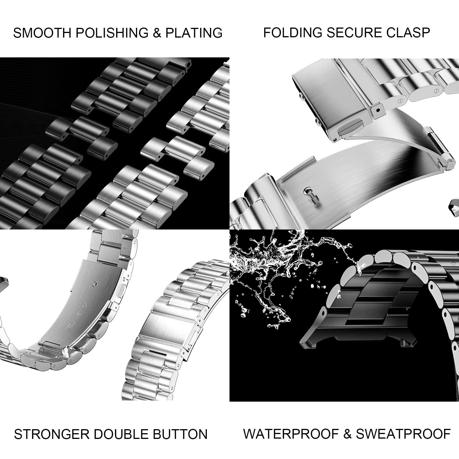SUPLINK - Carcasa de metal con correa compatible con Samsung Galaxy Watch 5 Pro 45 mm, reloj 6/5/4 44 mm, correa de protección de acero inoxidable macizo para hombre
