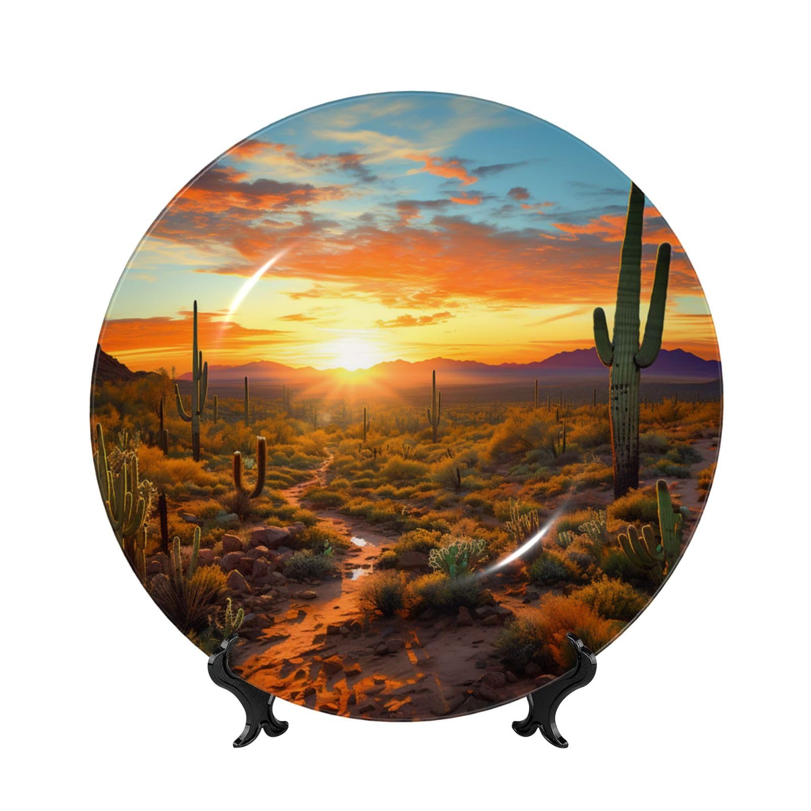 Assiette décorative en porcelaine Saguaros pour sublimer le salon ou le bureau