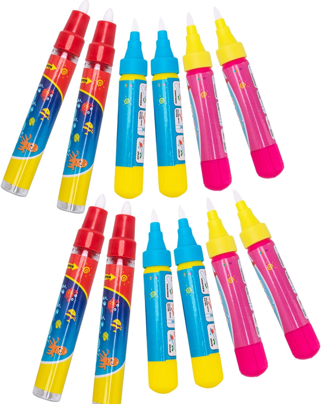 wonuu Water Doodle Pens, Replacement Drawing Magical Pen for Kids Aqua Doodle Mat and Magic Color Wow Book, Mess Free (12Pcs)