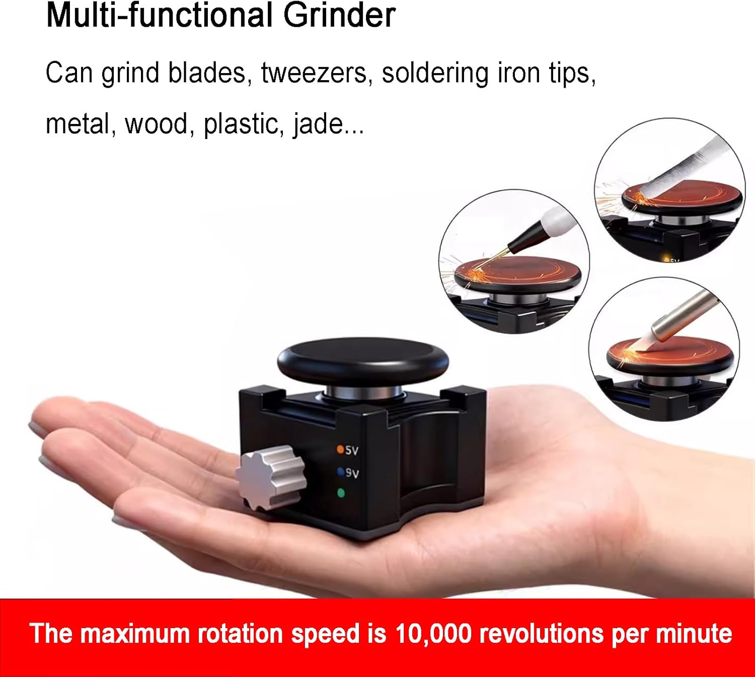 Mini Disc Polishing Machine, Electric Bench Grinder Tool, 40mm/1.57in Diameter, Max 10,000 RPM, for Polishing Blades, Scissors, Metal, Wood, Plastic, Jade