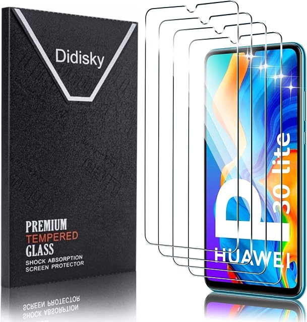 Didisky Tempered Glass Screen Protector for Huawei P30 lite, [4 Pack ] Screen Protector,Soft Touch,Easy to Clean, Easy to Install, Transparent