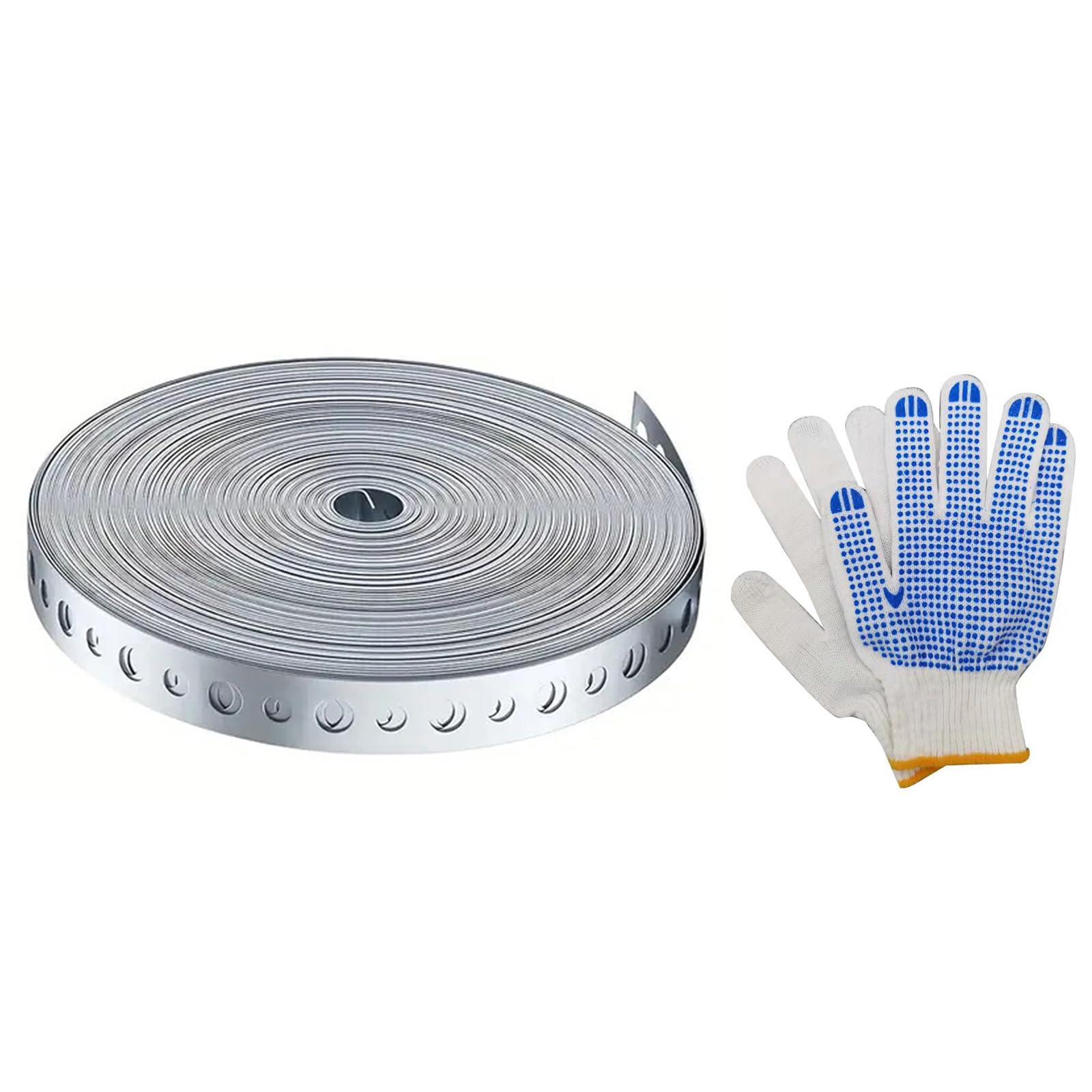 Apglsxy 15M Tape And Glove Galvanized Iron Strap Roll With Slots Sheet Metal Processing Fixing Galvanized Iron Strap Roll