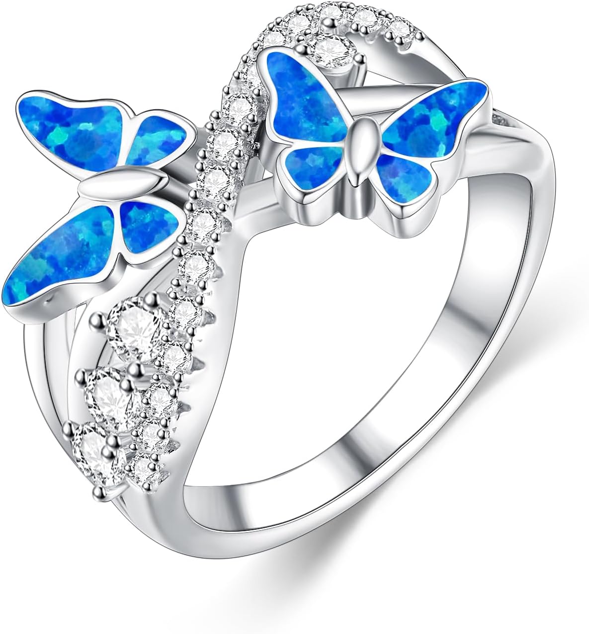 PROESS Butterfly Ring 925 Sterling Silver Butterfly Ring Engagement Promise Rings for Women Jewelry