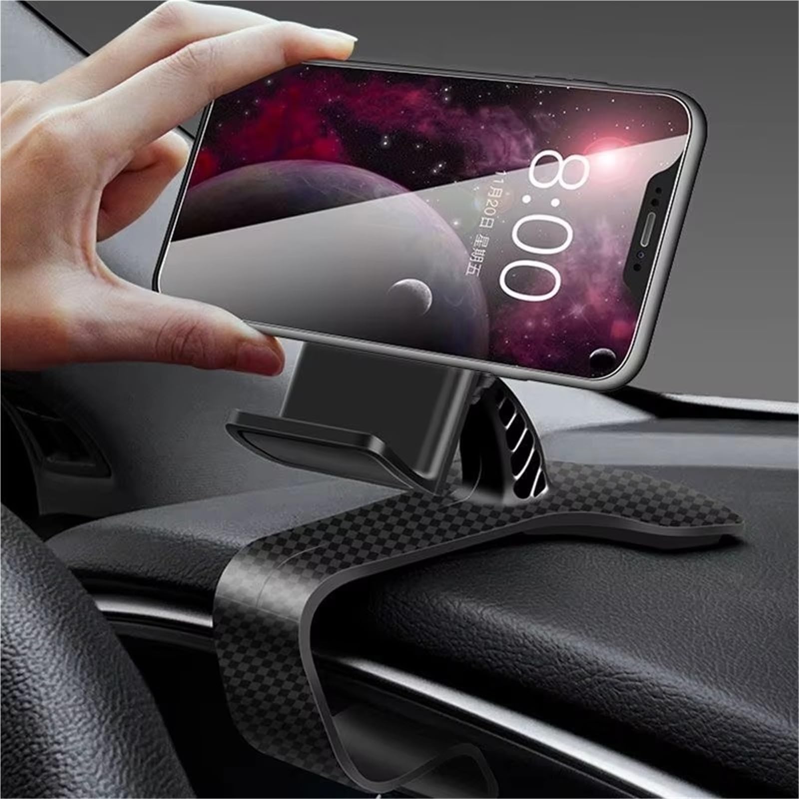 Per Iphone Universale Xmxczkj Auto Telefono Cruscotto Clip Supporto Cellulare Universale Auto GPS Supporto Porta Cellulare Auto(Black-LX20)
