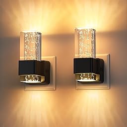 Quntis Luce Notturna da Presa con Sensore Crepuscolare, Luce Notturna con Design a Bolla in Acrilico, 3 Livelli di Luminosità Regolabile, 2 Pezzi Luci Notturne da Presa, 3000K Bianco Caldo