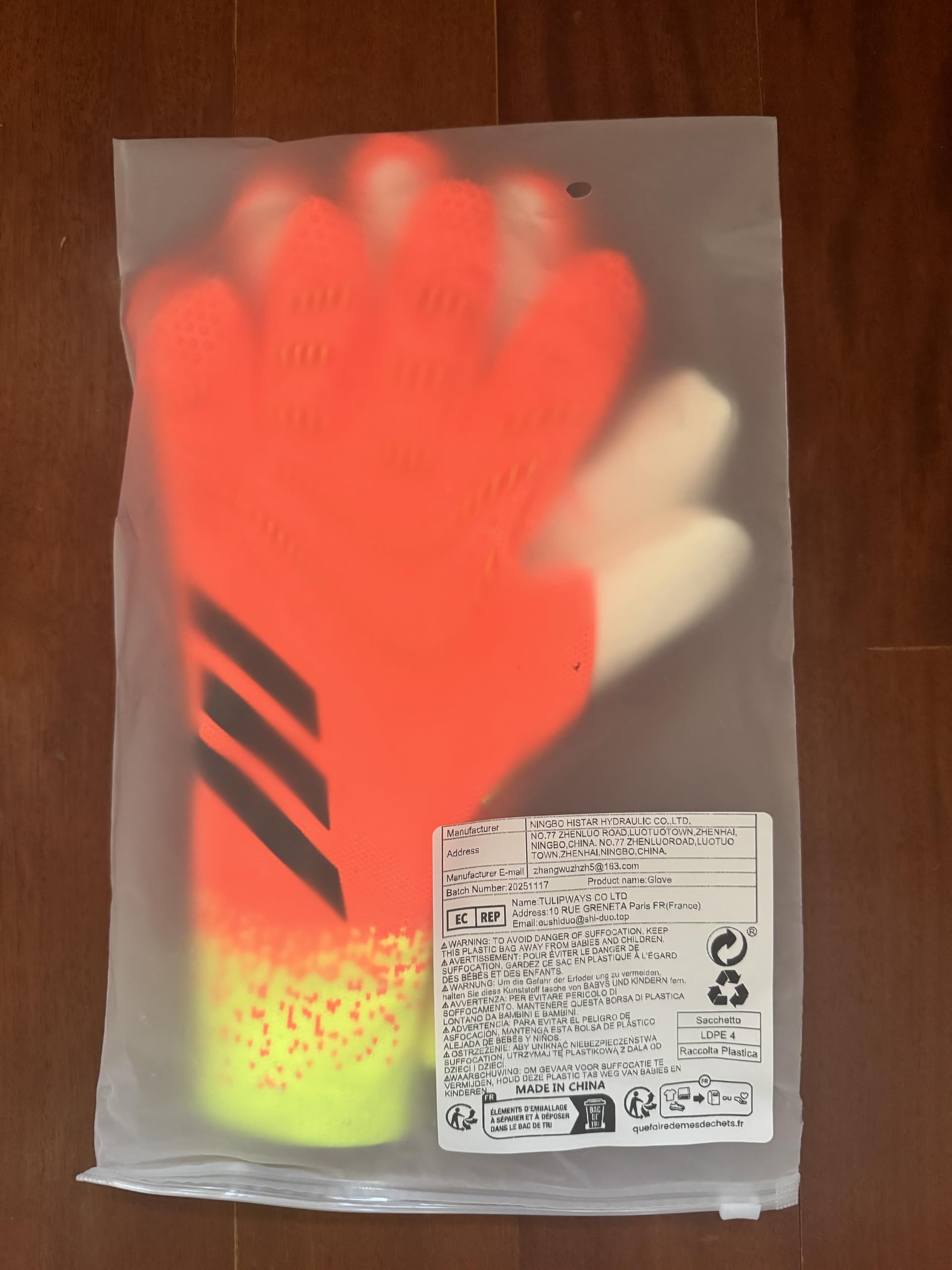 HISTARSTORE5 Football Goalkeeper Gloves, Strong Grip, Non-Slip and Breathable, for Adults and Children (Orange, 7)