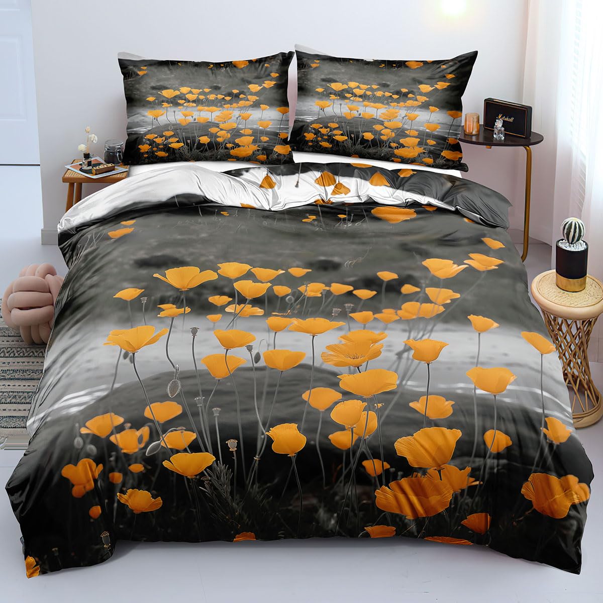 Couvre-lit à fleurs 240x220 pour rénover une chambre triste facilement