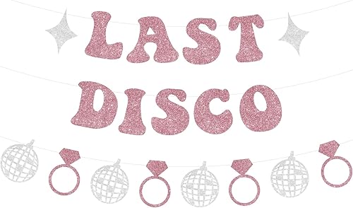 Guirnalda de bandera de discoteca con purpurina dorada rosa para discoteca espacial, vaquera, occidental, suministros de decoración de despedida de