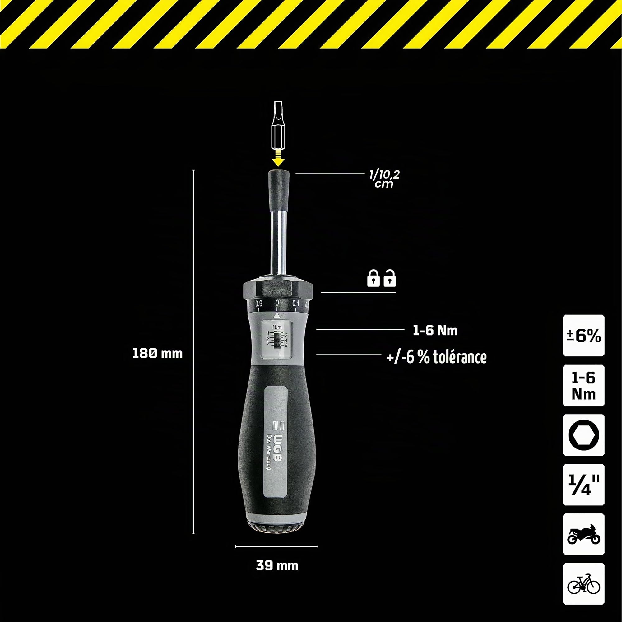 WGB Das Werkzeug Tournevis dynamométrique 1/4" porte-embout MicroClick 1-6 Nm