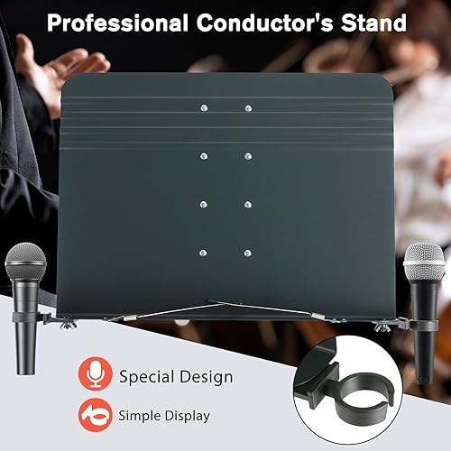Miniatura 6 de RANMING Soporte de música, soporte plegable de doble uso para partituras y soporte para libro de escritorio, soporte profesional portátil para