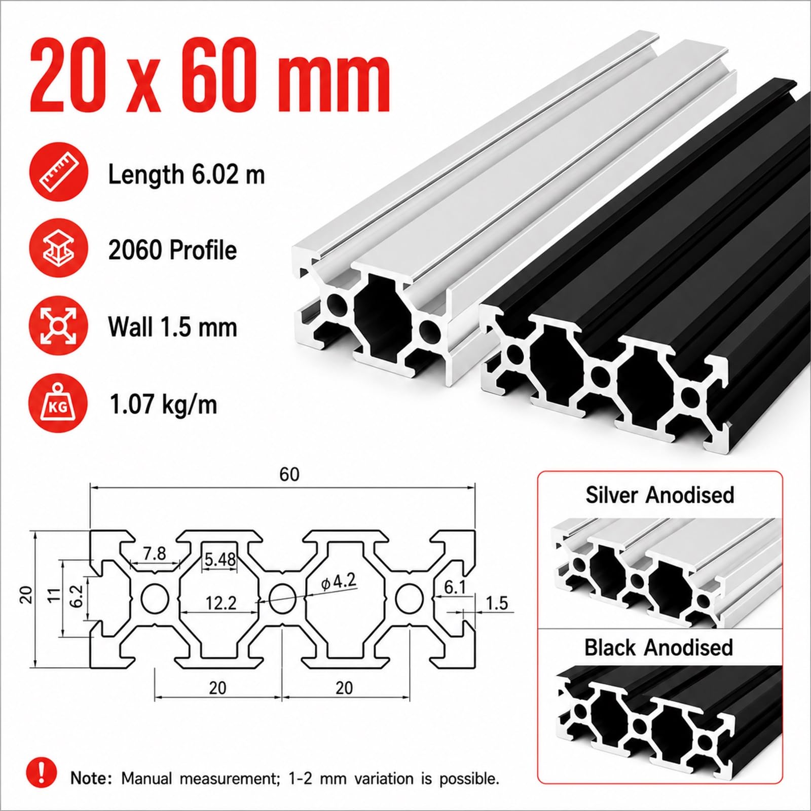 3D Drucker Alu Profil,Aluminiumprofil Extrusions Eloxierte Linearschiene,Aluminium Alu Profil Eloxiert,Langlebig Und Geschmeidig,FüR Maschinenbau,Werkbank & DIY