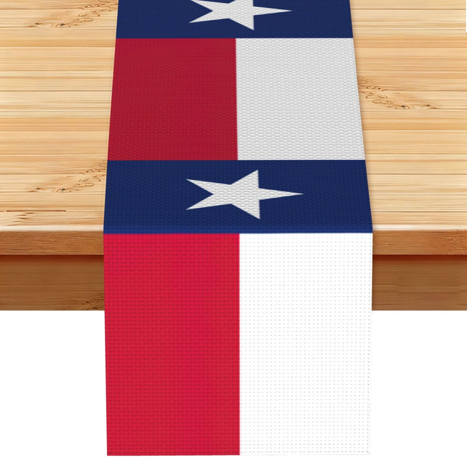 Flag of Texas Printed Table Runner 13 x 72, Wrinkle Resistant Decor for Dining Table Coffee Table Fireplace