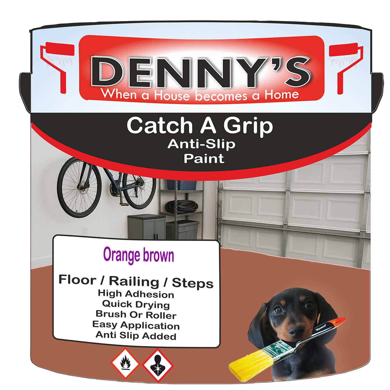 Catch A Grip Anti Slip Floor Paint – Non Slip Coating for Steps, Railings & Garages – 170 Colours, High Adhesion, Quick Dry, Multiple Sizes (Orange brown, 2.5 Litre Tin)