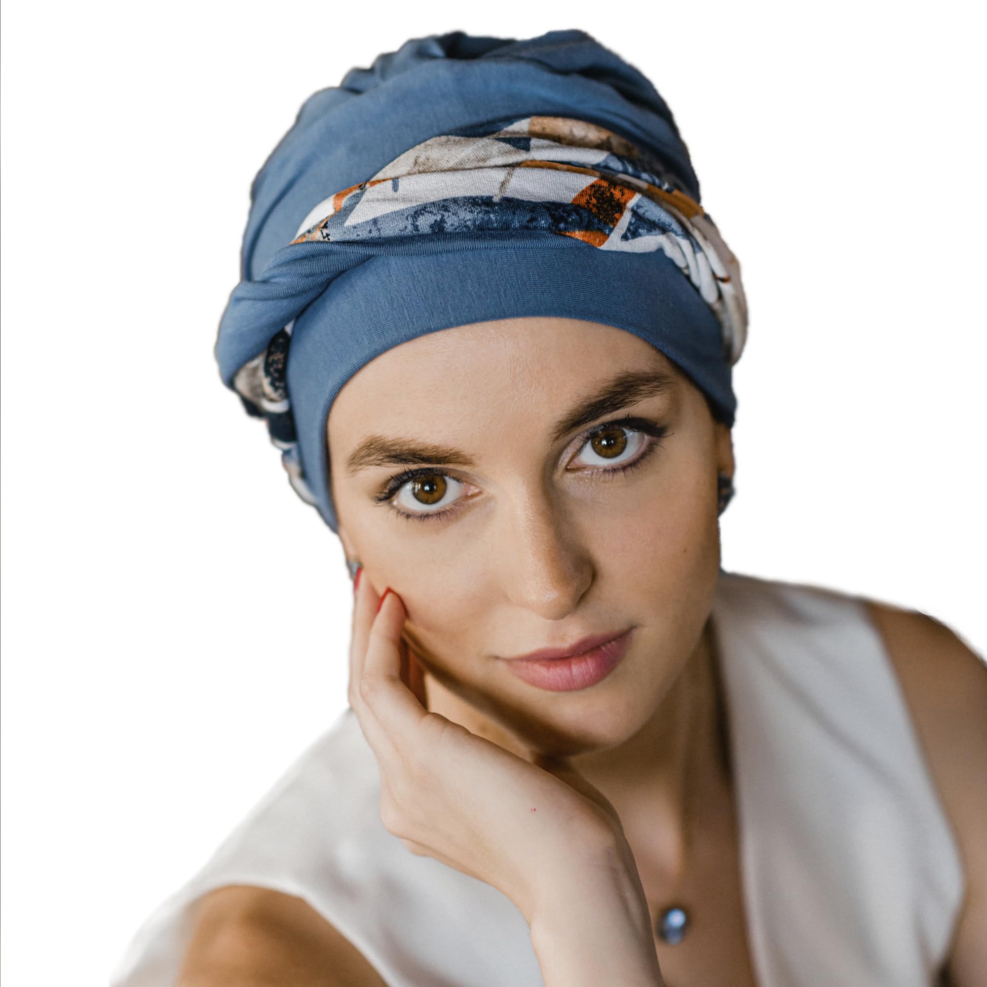 ADERANS Turbante oncológico Modelo Cosy – diseño Zahara en bambú Suave y Transpirable, Hecho a Mano en España, Especial para quimioterapia, Alopecia y Pieles sensibles