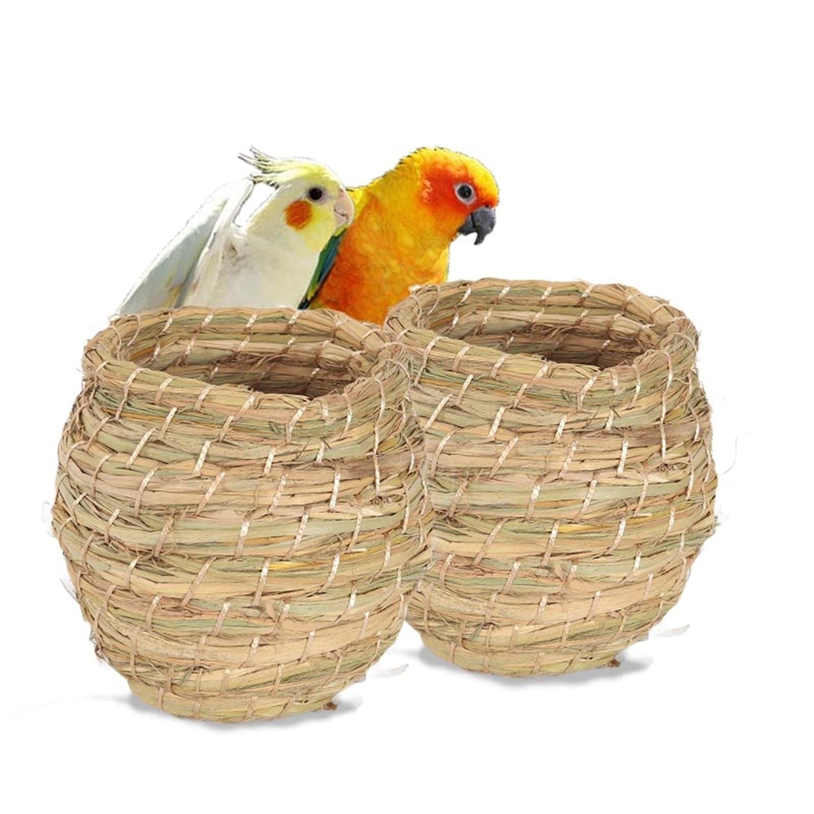 Nidi per Uccelli 2 Pezzi di Decorazioni per Giardino all'aperto per Birdhouse Paglia Tessuto a Mano per Il Nido d'uccello, Il Piccione e Il Pappagallo (Size : Large)