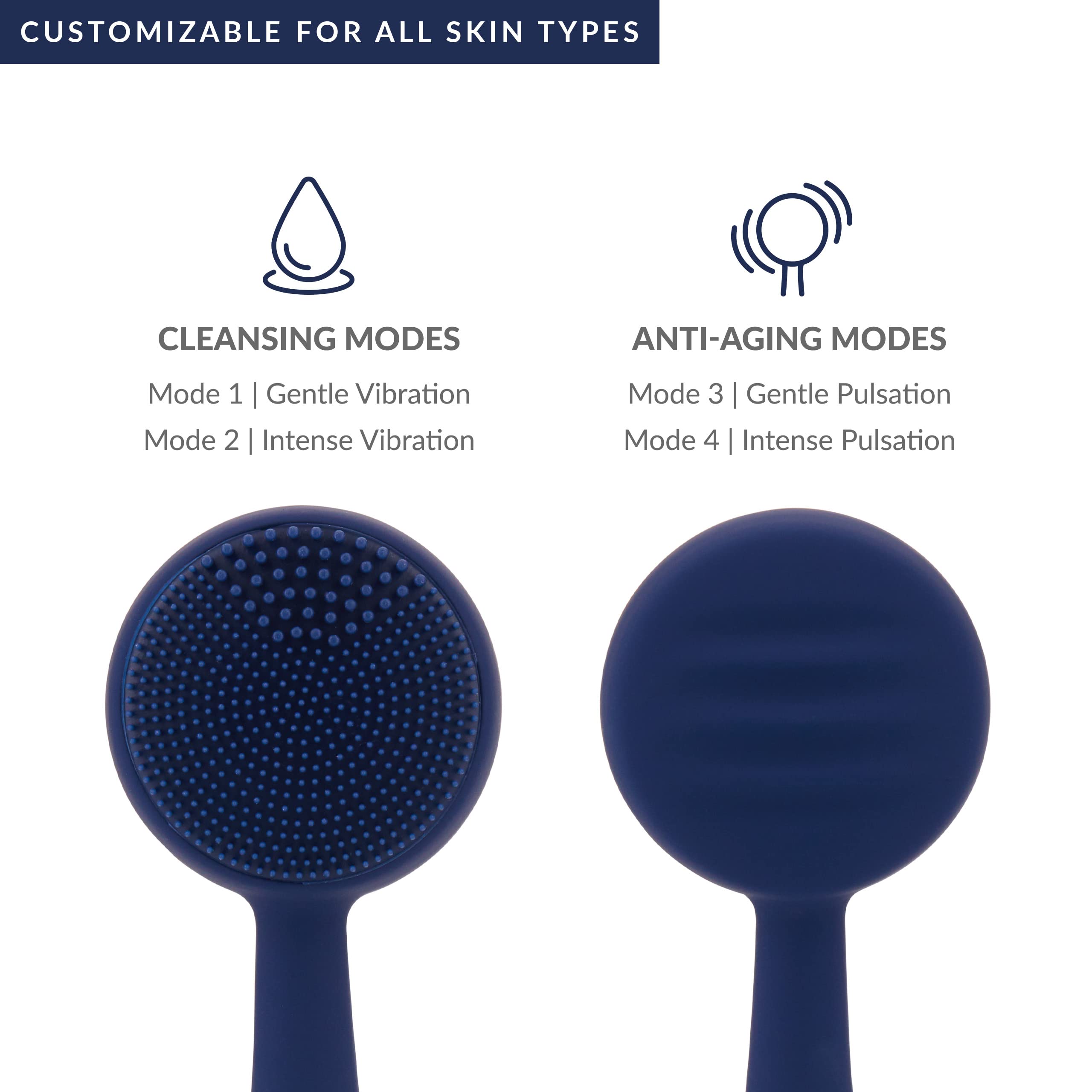 PMD Clean Facial Cleansing Brush Bundle with PMD Remove Cleansing Balm – Waterproof Silicone Face Cleanser with Sonic Technology, Navy view 9