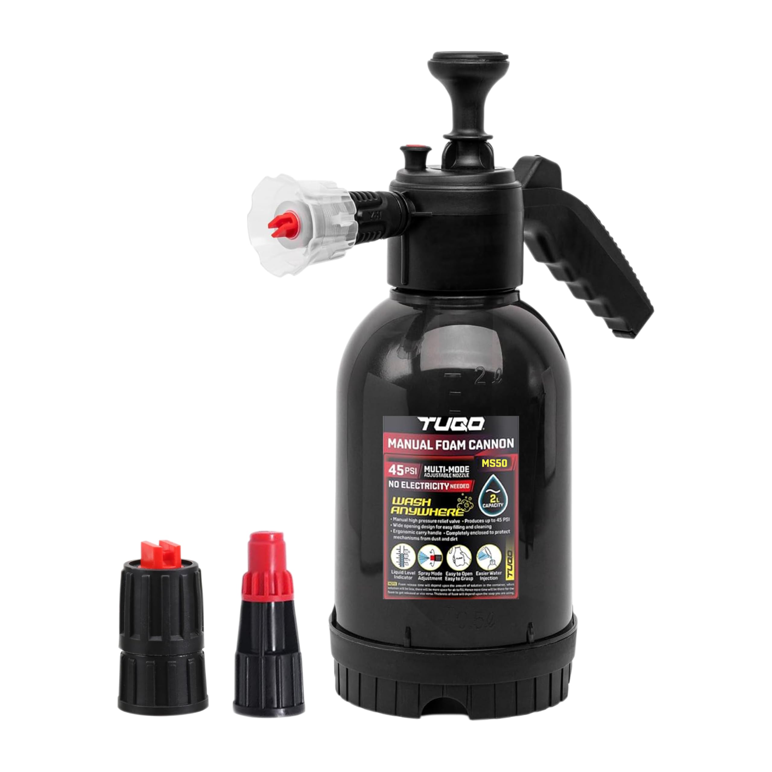 MS50 Portable Foam Sprayer | Hand Powered | Professional Series | Heavy Pressure | 3 Nozzles & Pressure Release Lever | Ideal for Car, Bike Wash & Liquid Spray Applications-picture-34