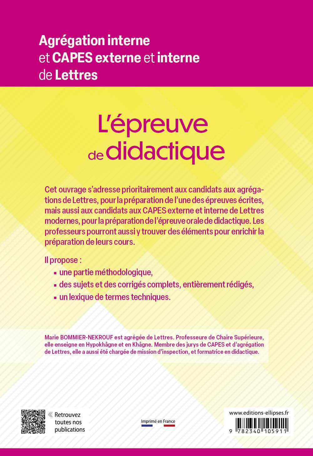 L'épreuve de didactique: Agrégation et CAPES internes de Lettres