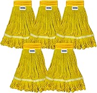 Vista 18 de Cabezal de trapeador industrial húmedo de alta resistencia, cabezal de trapeador amarillo de 21 onzas, de repuesto, de algodón, lavables