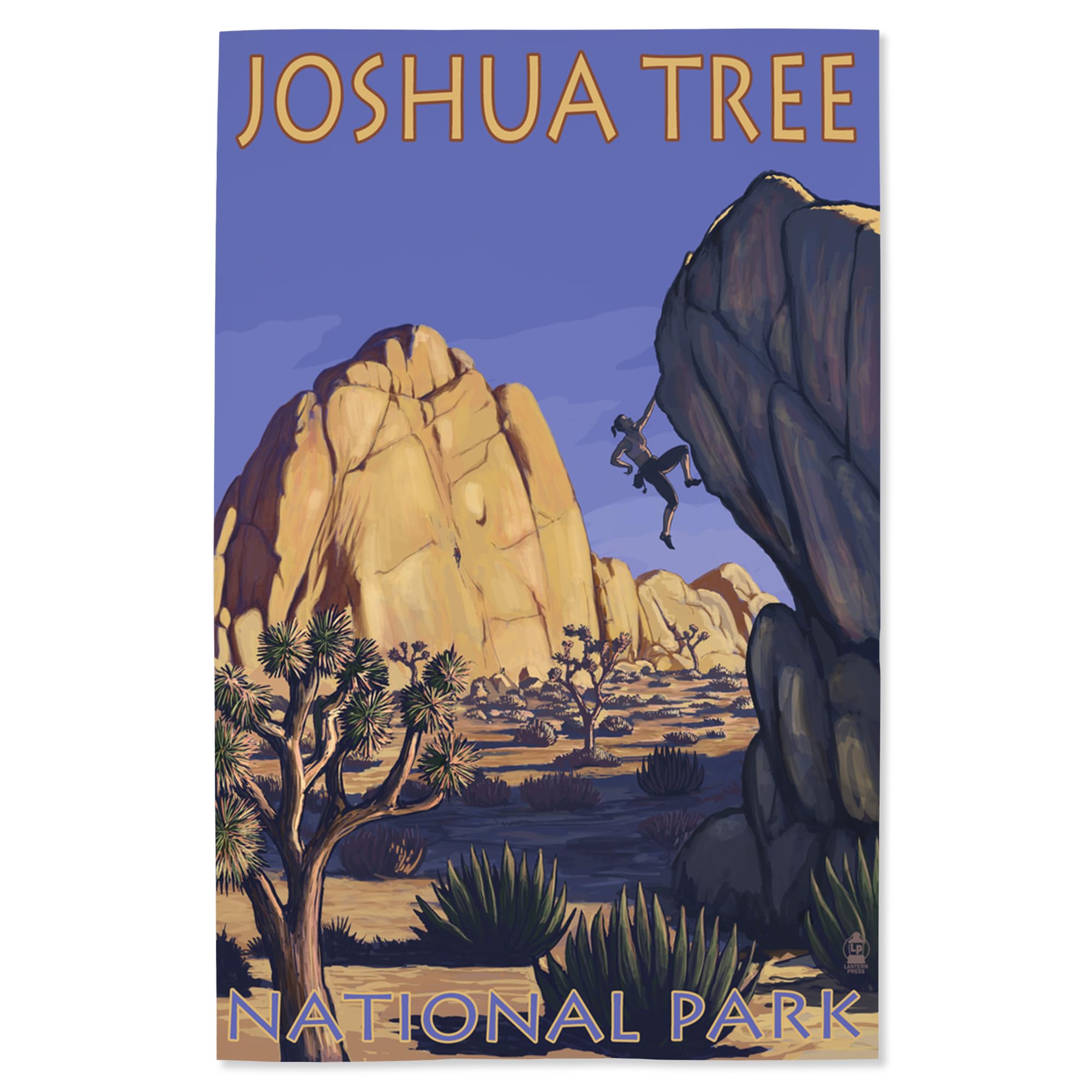 Lantern Press 16x24 Inch Giclee Art Print Wall Decor, Joshua Tree National Park, California, Boulder Climber