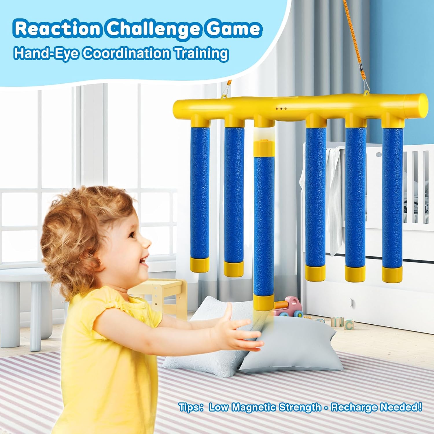 Hand Speed Challenge Game with Remote Control，3-Speed Drop Stick Reaction Training Toy for Family and Party, Hand-Eye Coordination Brain Game for All Ages, Stress Relief and Brain Training
