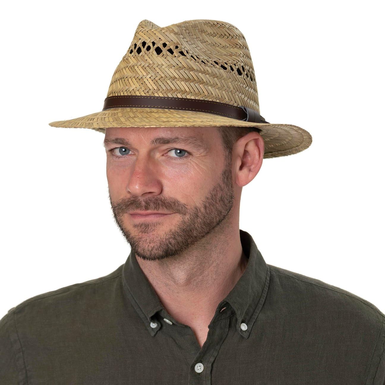 Lipodo Chapeau en Paille avec Bande de Cuir Femme/Homme - Made in Italy Traveller D'Ete Ete Printemps-ete
