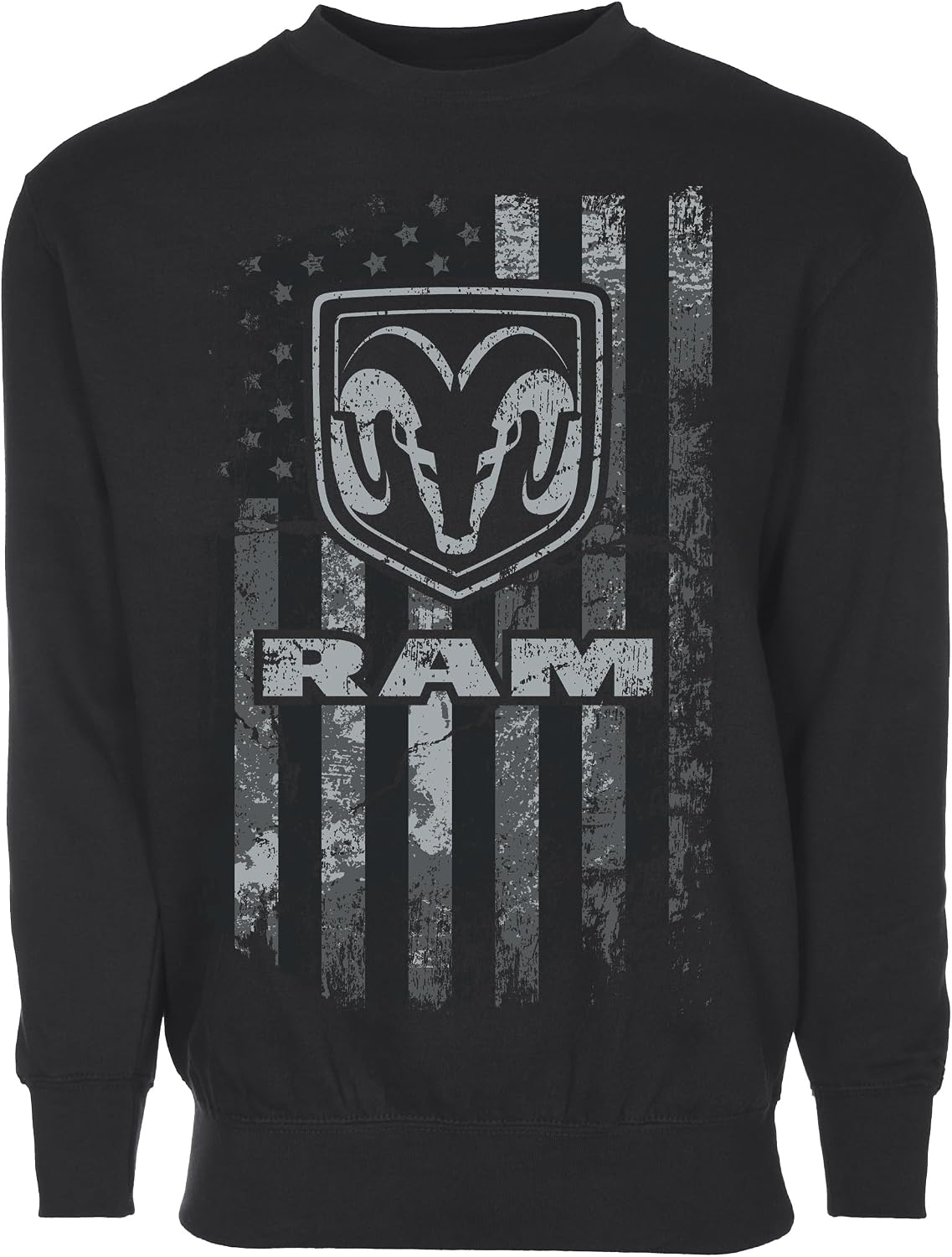 JH DESIGN GROUP Men's Dodge Ram Truck Flag Print Pullover Crewneck Sweatshirt