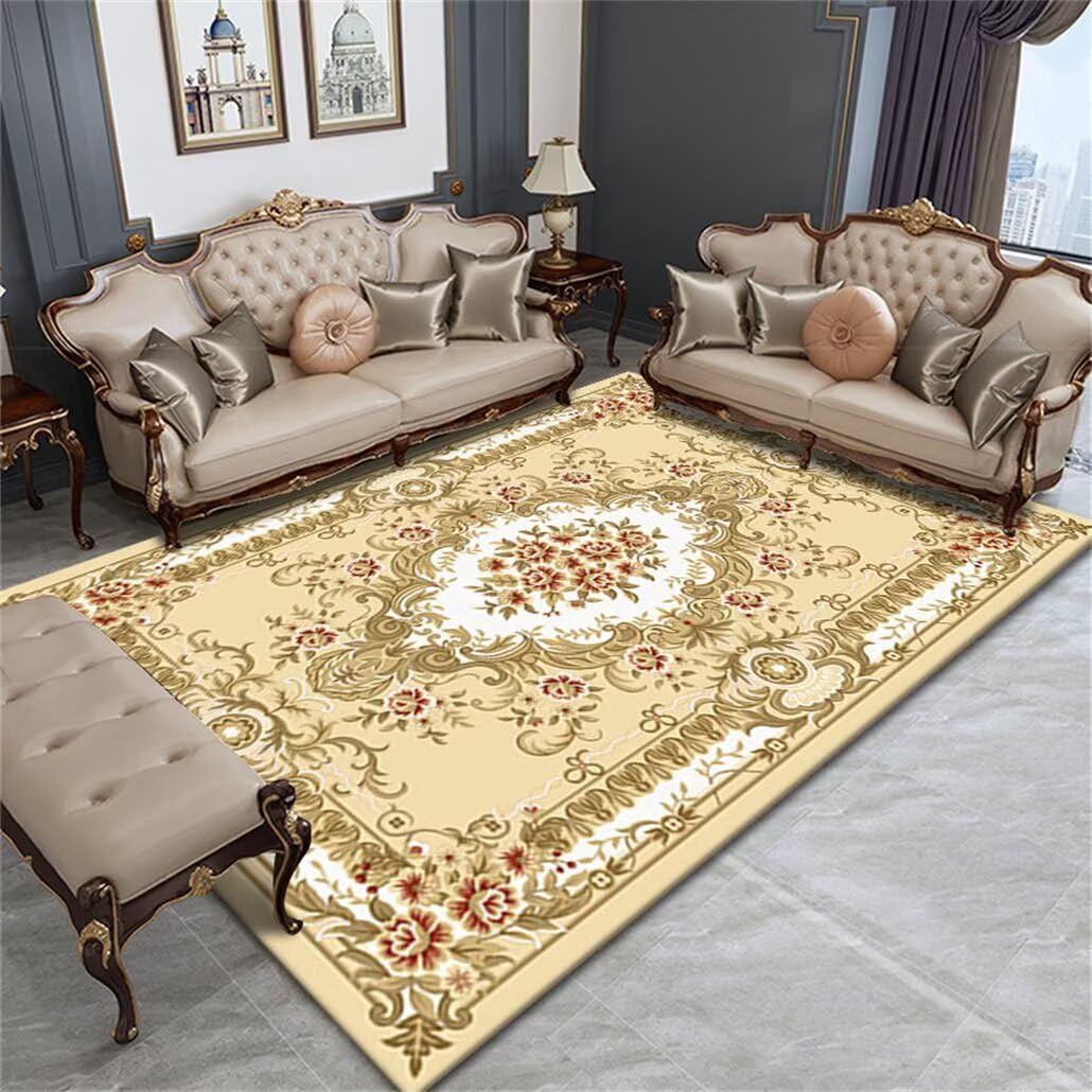 Tapis salle a manger antitache lavable en machine pour eliminer la salete du salon