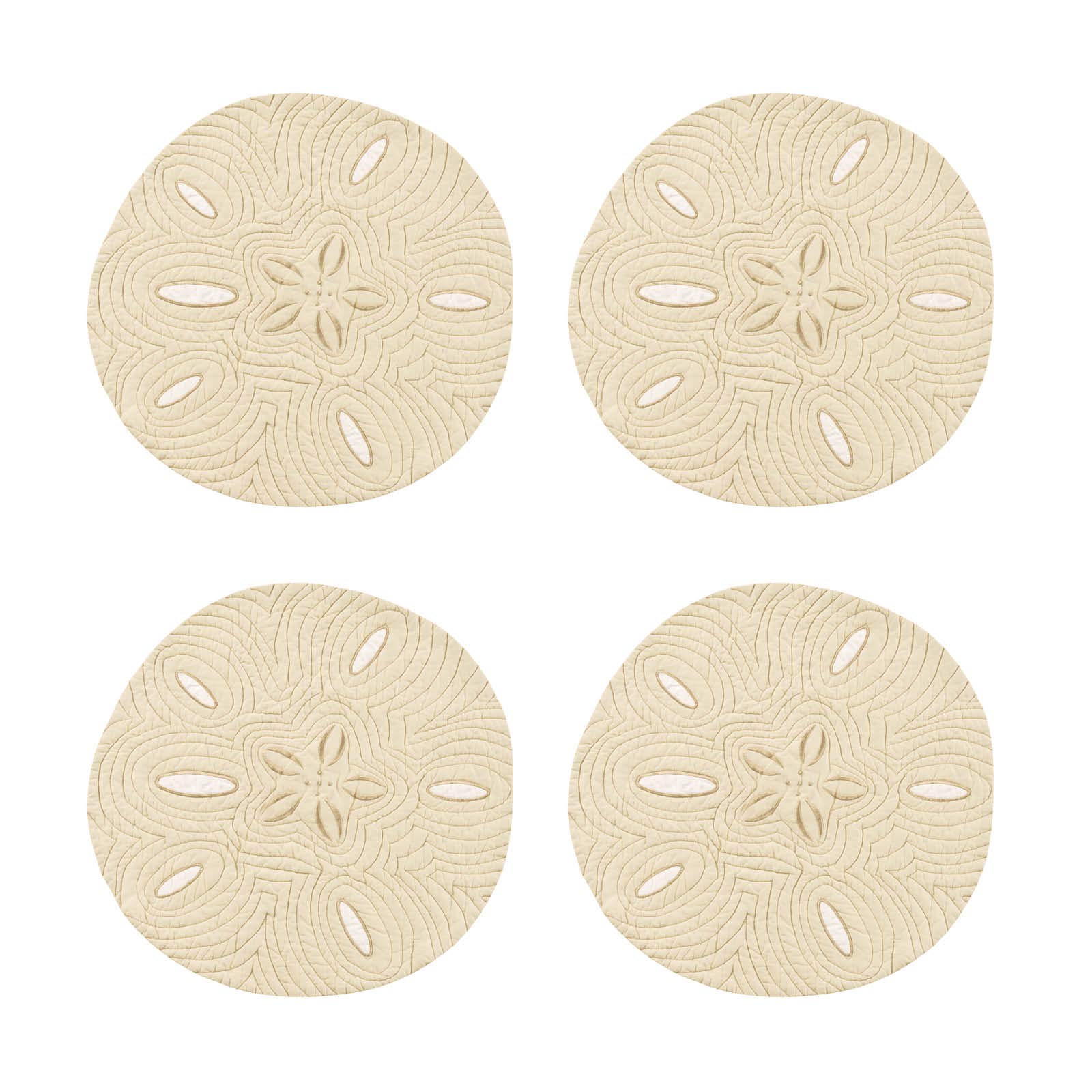 C&F Home Sand Dollar Shaped Cotton Reversible Machine Washable Placemat Set of 4 Rectangular Placemat Natural