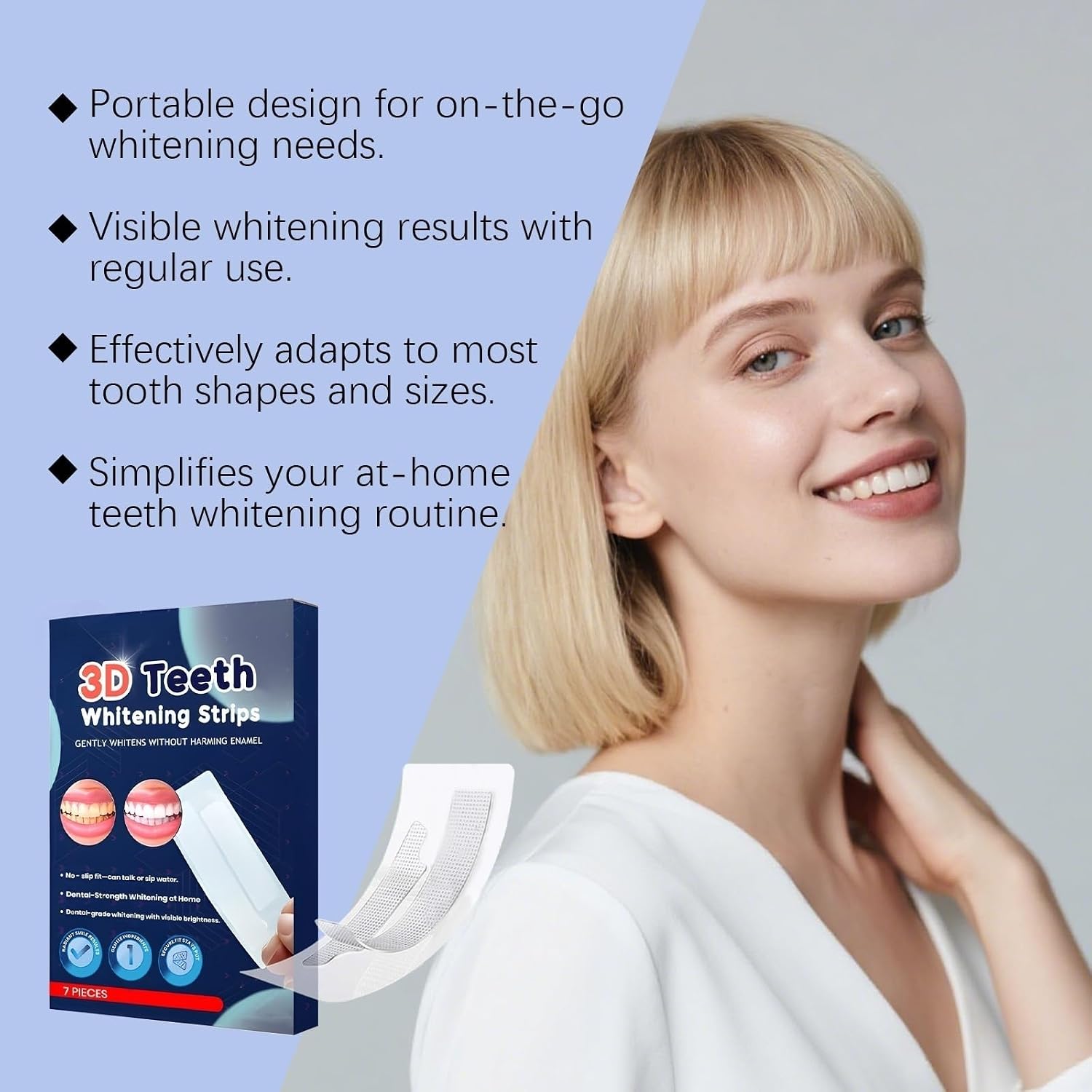 Dental Cleaning Strips - Enhance Polish Look, No-Slip Fit, 30 Min, Gentle Daily Use(3pcs)