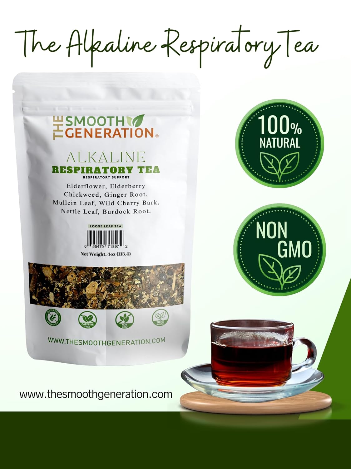 Alkaline Respiratory Tea – 100% Wildcrafted Herbs for Lung & Respiratory Support | Immune Boost & Detox | 4 oz Loose Leaf