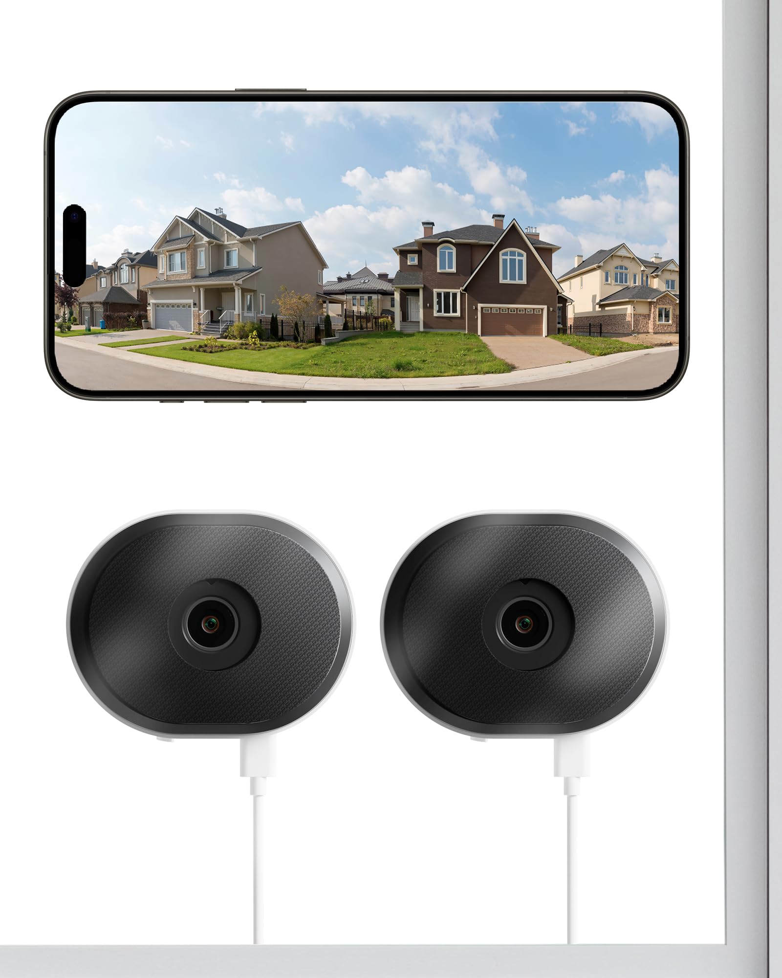 ZOSI Pack de 2 Cámara Vigilancia WiFi Interior 3MP Cámara Ventana para Seguridad Exterior, Detección de Persona/Vehículo, Visión Nocturna Color, 2.4/5GHz WiFi, Grabación 24/7, 2K C680