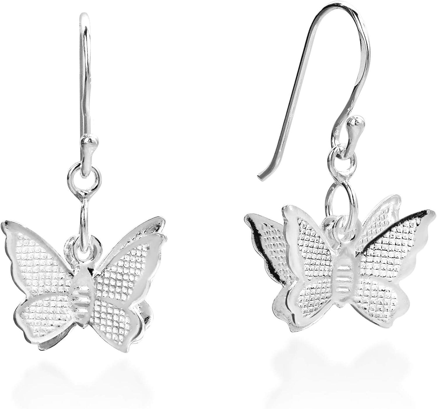 AeraVida Sterling Silver Fluttering Butterfly Charm Mobile Dangle Earrings | Elegant Nature-Inspired Jewelry for Women | Lightweight and Stylish Butterfly Earrings
