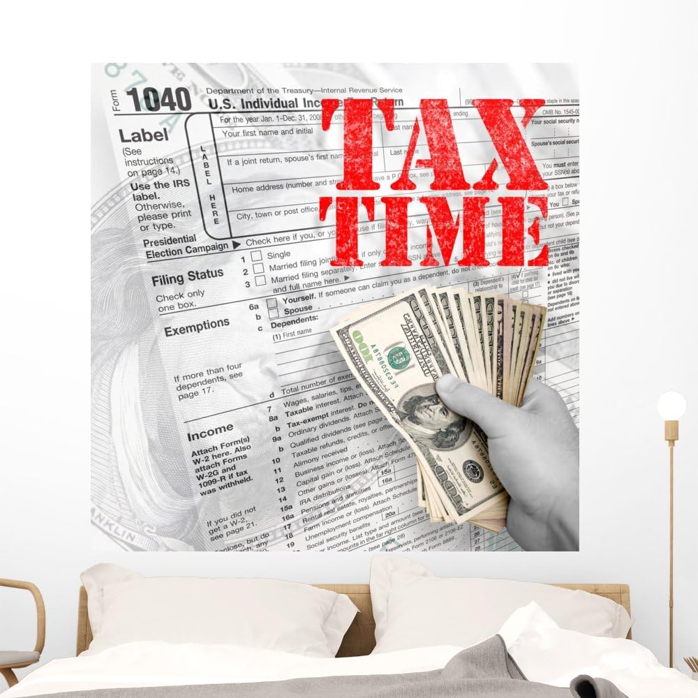 Wallmonkeys WM146198 Tax Time Peel and Stick Wall Decals, 48" H x 48" W-Extra Large