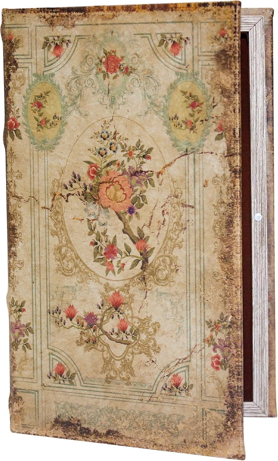 Decorative Vintage Book-Shaped Trinket Storage Box with Rose Pattern — image 1