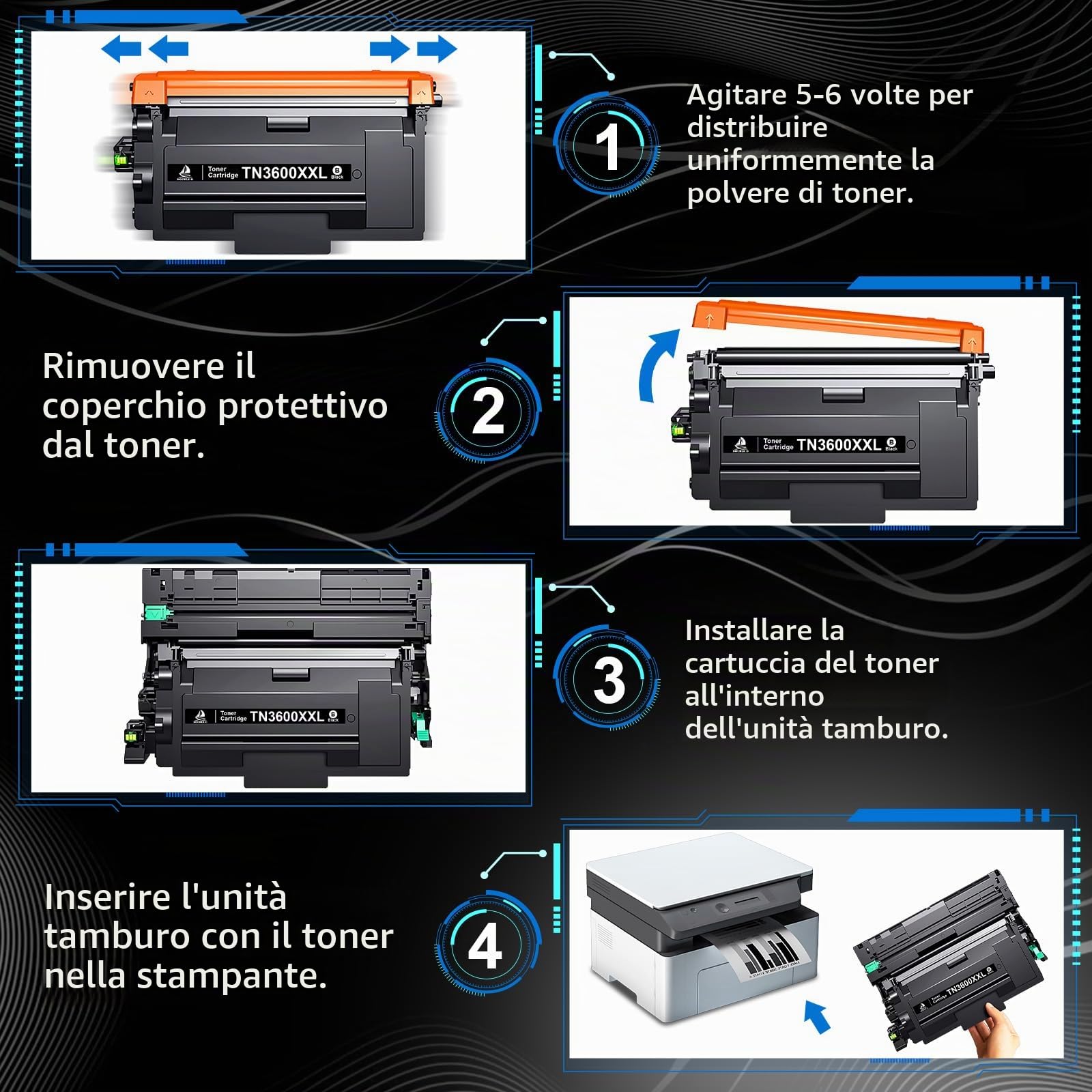 DOUBLE D TN-3600XXL compatibile con Brother TN-3600XXL TN3600 Toner per Brother MFC-L5710DW MFC-EX910 HL-L5210DW HL-L5210DN HL-L5215DN HL-L6210DW HL-L6410DN HL-L6415DN MFC-L5710DN DCP-L5510DW(1BK)