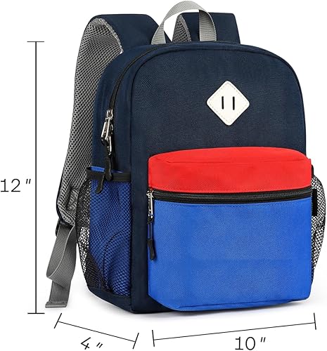Miniatura 3 de STEAMEDBUN Mochila para niños pequeños para niños pequeños, mochila escolar para niñas, Azul oscuro y rojo, Mini-12 pulg. (no cabe una carpeta),
