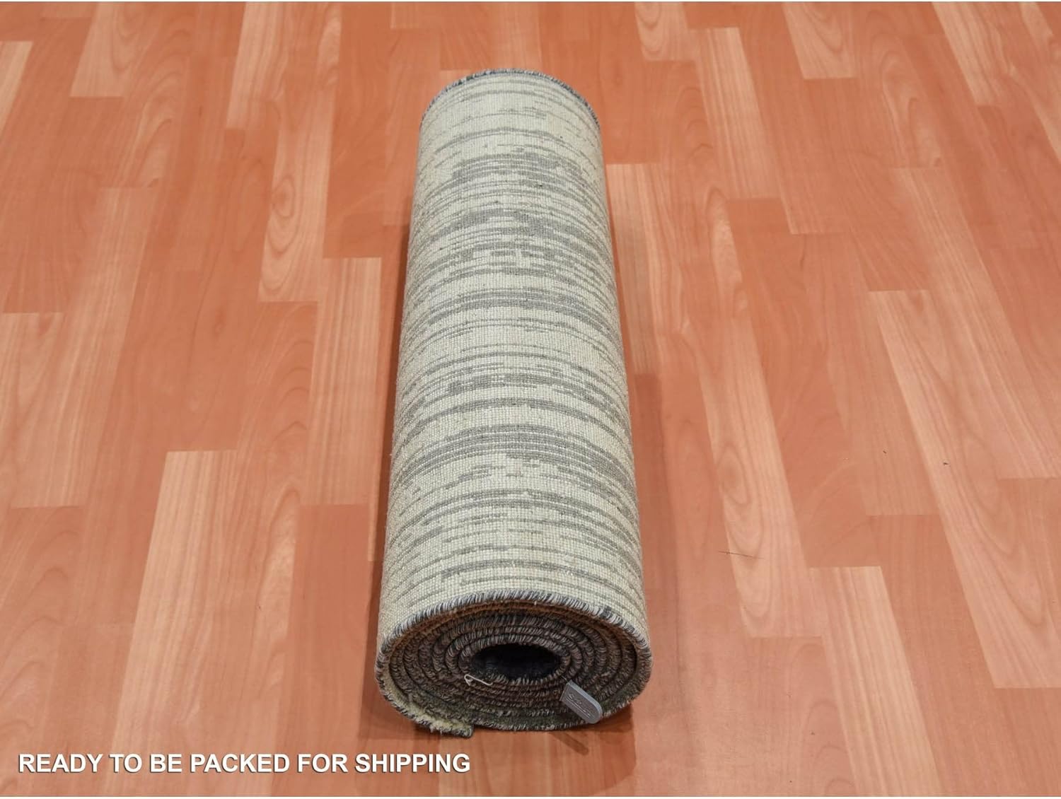 Gray and Black Pure Wool Hand Knotted Modern Ombre Design Densely Woven Runner Oriental Rug (2'6"x10'2")