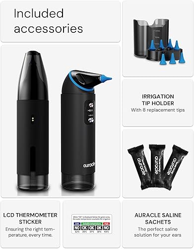 Miniatura 3 de Auracle Eliminación de cera de oídos, kit de limpieza de oídos Eddy con 4 modos de presión de agua, limpiador de cera de oídos seguro y eficaz con 8