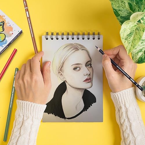 Miniatura 6 de PANDAFLY Juego de lápices de carbón de colores profesionales, lápices de colores de tono de piel, lápices de tiza pastel para bocetos, sombreado,