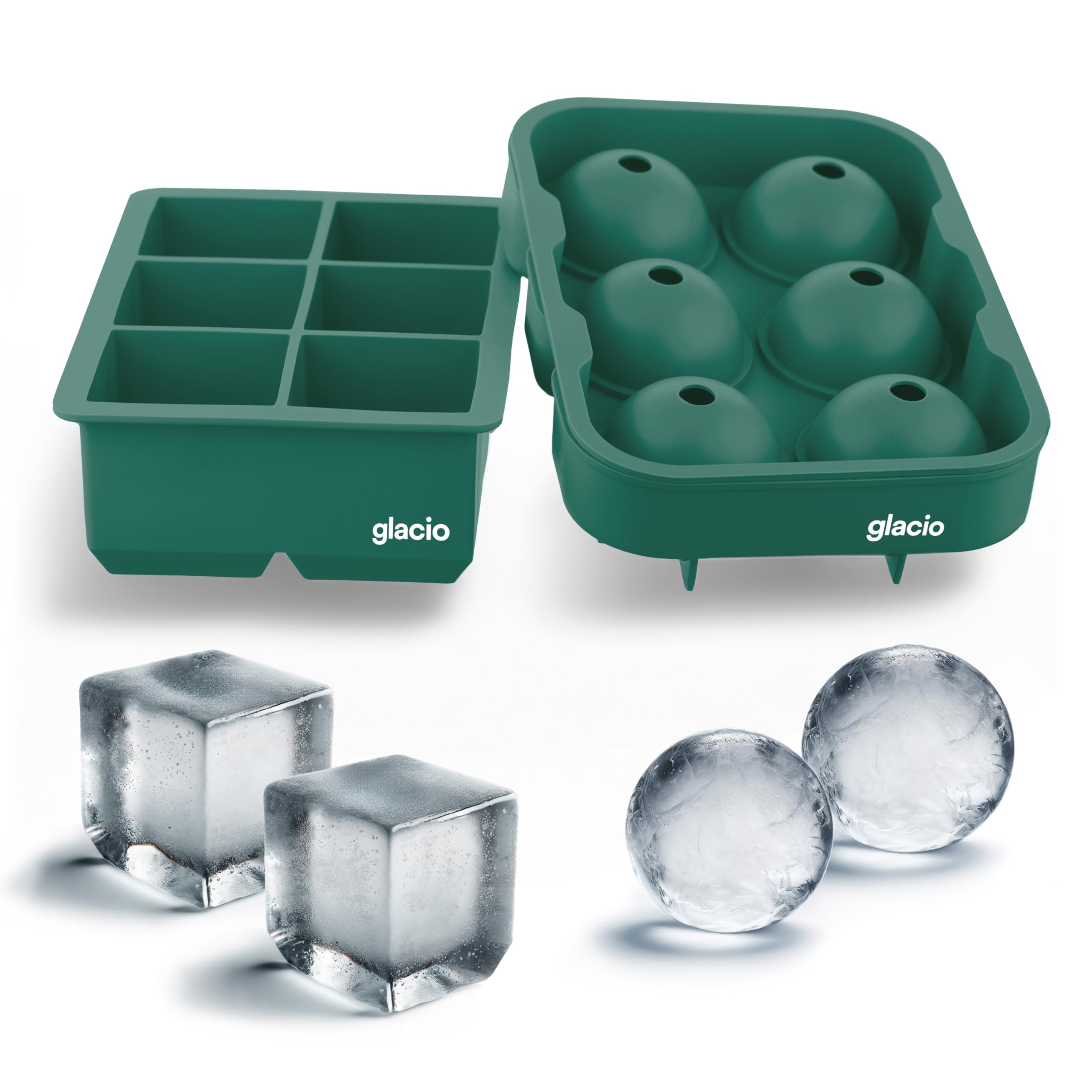 Silicone Ice Cube Trays – Large Silicone Molds for 2-Inch Ice Cubes and Spheres Whiskey Ice Cube Trays with Lids for Cocktails & Bourbon – Set of 2