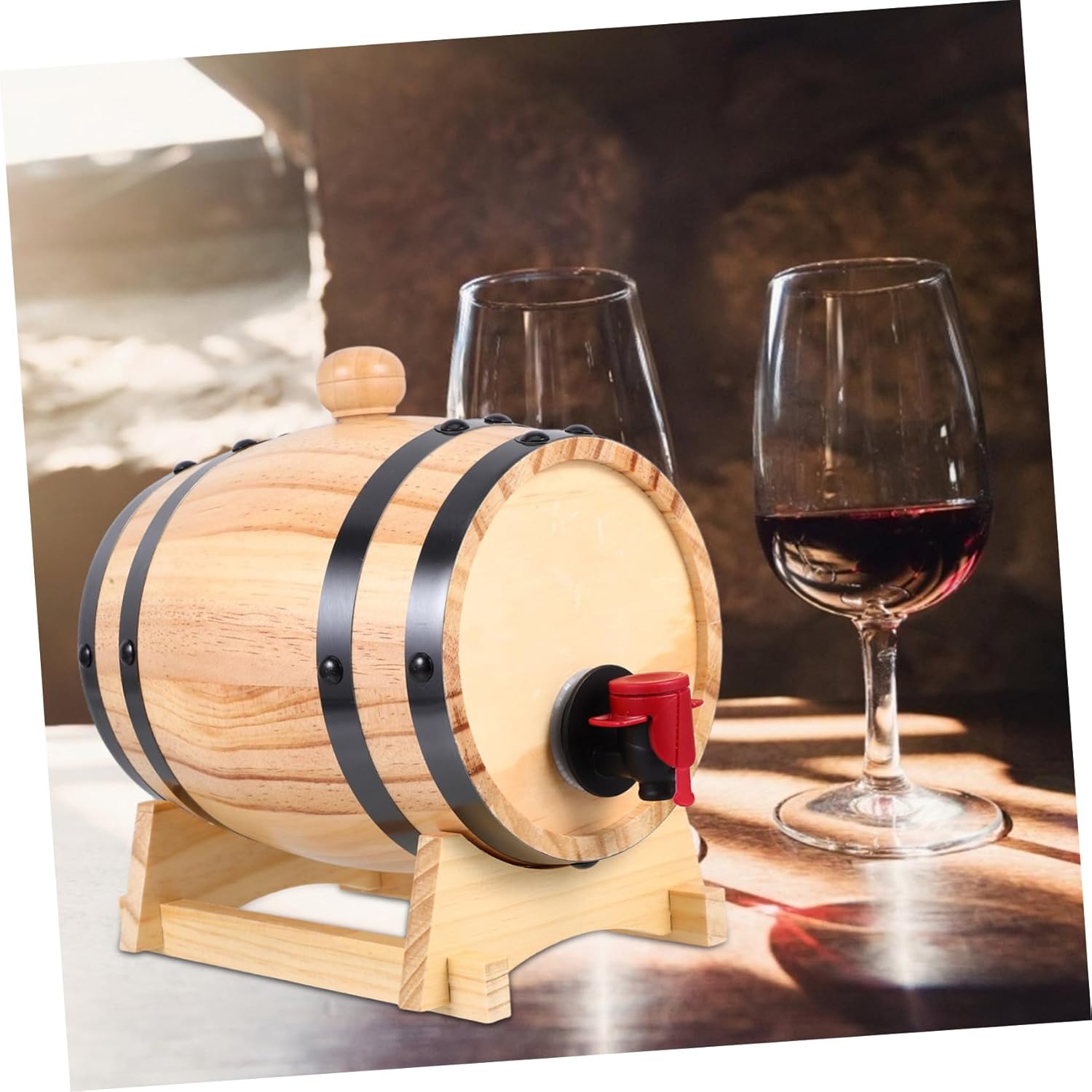Beer Barrel Wine Maker Oak Aging Barrel with Spigot Whiskey Dispenser Decorative
