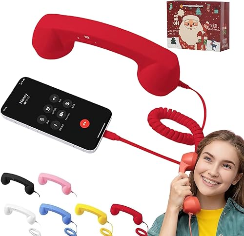 Auricular retro para iPhone, Bluetooth, tipo C y AUX, receptor de teléfono clásico vintage de 0.138 in para teléfonos celulares con micrófono,