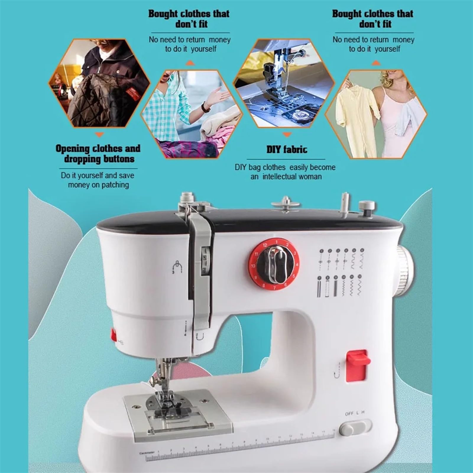 Maszyna do szycia, Automatyczna maszyna do szycia overlock do domu, elektryczna, mała, wielofunkcyjna, do jedzenia, gruba maszyna do szycia
