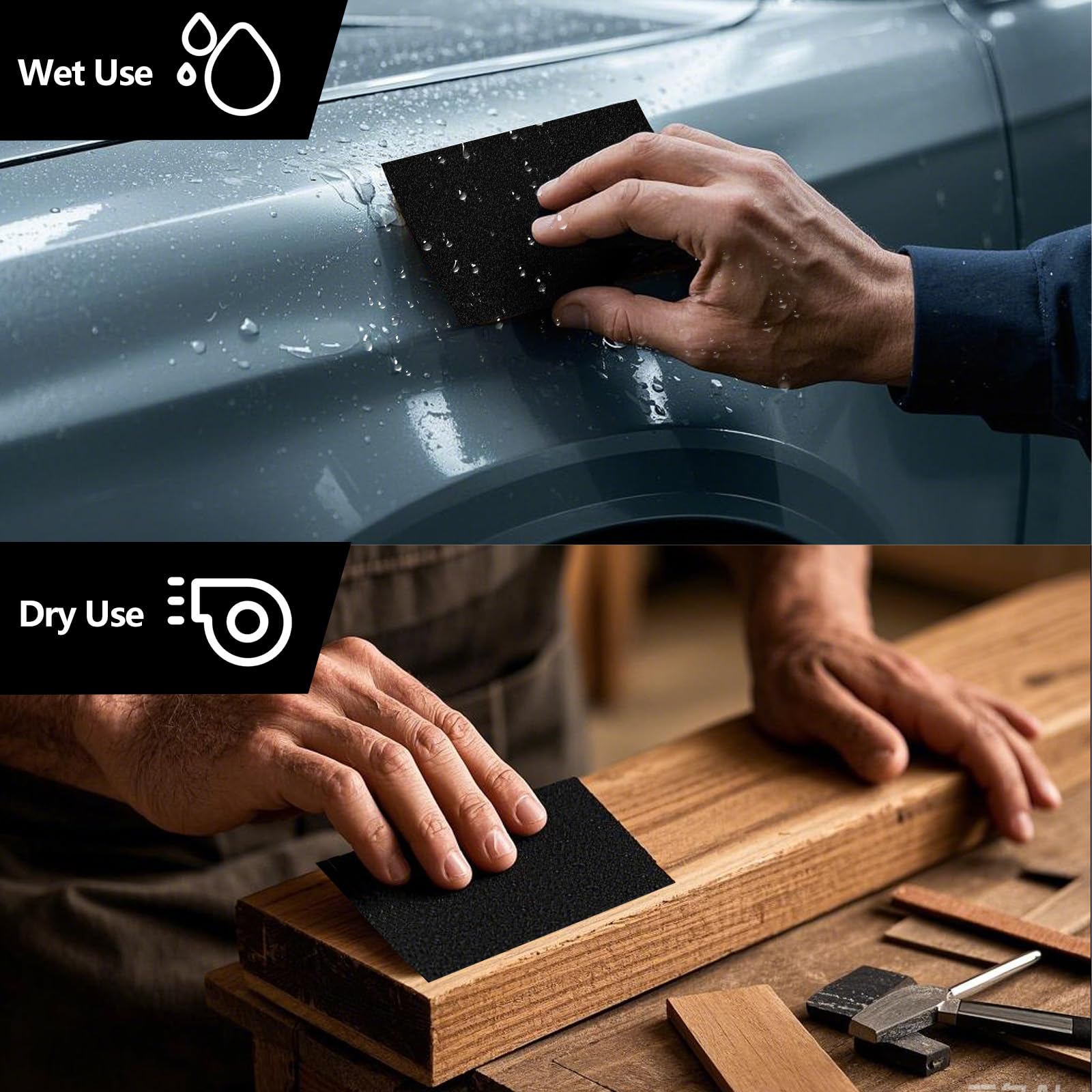STEBRUAM 15 Sheets Sandpaper 100 Grits Wet and Dry Polishing for Cars Metals Walls Wood Furniture,Sand Paper 9x11 Inch - Image 4